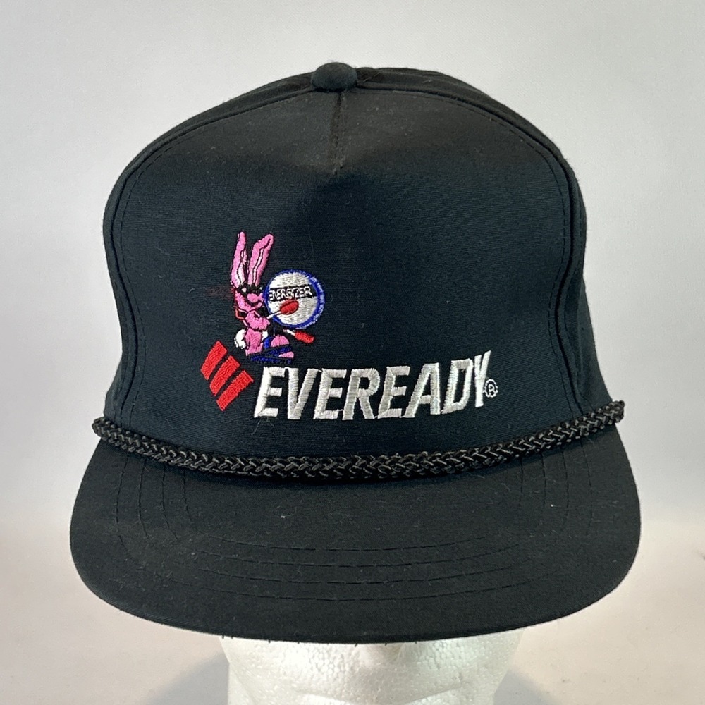 Vintage Eveready Energizer Bunny Hat Cap Trucker Snap Back 90's Batteries Rope